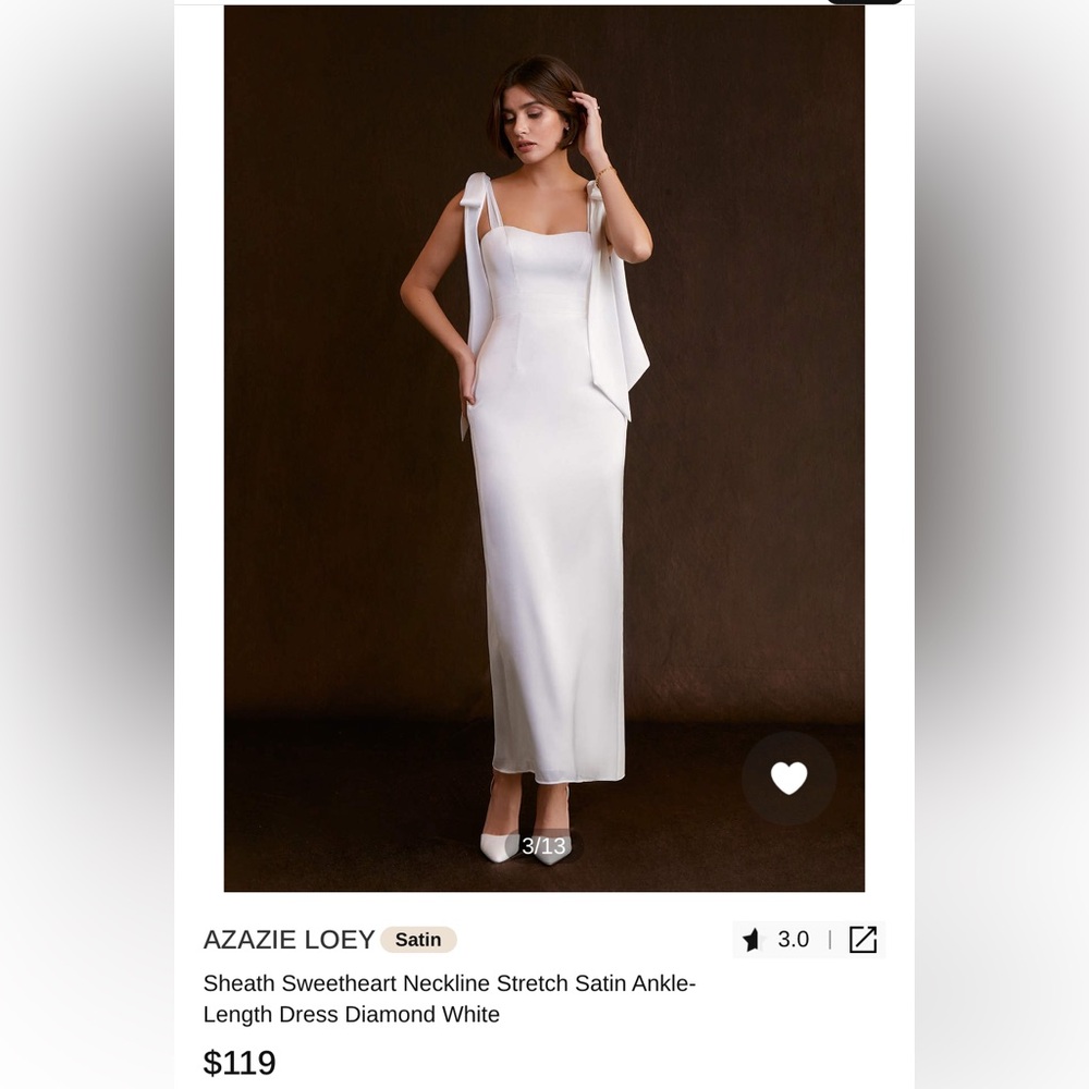 NWT Bridal Azazie Loey Dress for rehearsal, engagement, reception, bachelorette